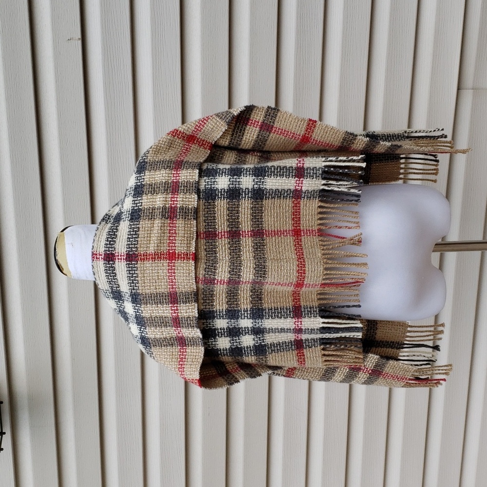 BURBERRY CHECK PLAID SCARF CAPE CAPELET - Picture 4 of 8